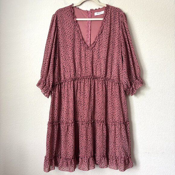 A Beautiful Soul Dresses & Skirts - A Beautiful Soul Dot Printed Ruffle Trim Flattering Mini Dress